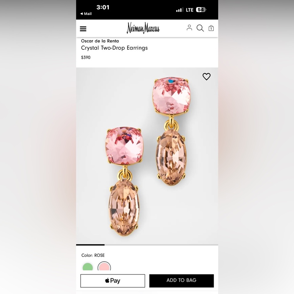 Oscar de la Renta Rose Crystal Drop Earrings